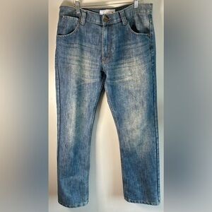 PD & C Straight Leg Denim Blue Jeans Mens 34X30 Faded Thigh Paperdenim & Cloth